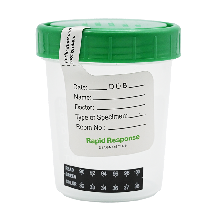 Sterile Plastic Collection Cup with Temperature Strip