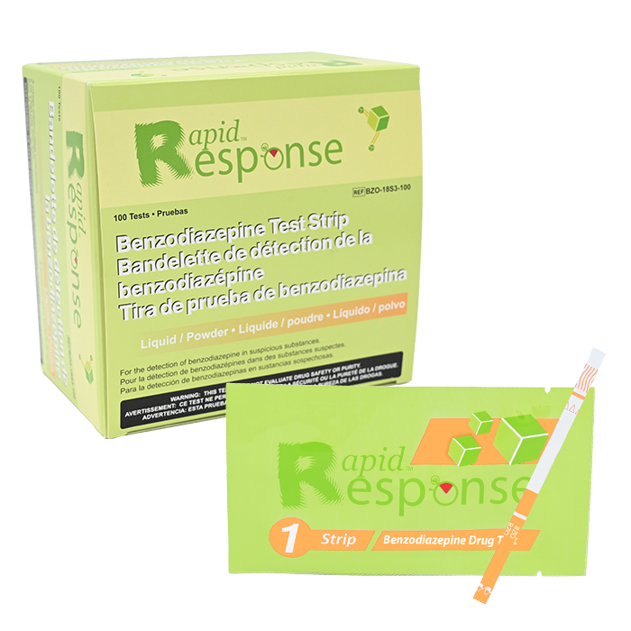 Benzodiazepine Test Strip box, pouch and strip