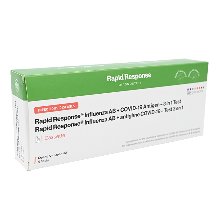 Rapid Response Influenza AB + COVID-19 Antigen - 3 in 1 Test box