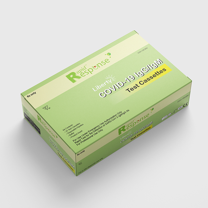 Liberty COVID-19 IgG/IgM Rapid Diagnostic Test EUA CLIA Waived (USA) Box