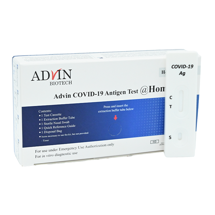 Advin COVID-19 Test Kit Box and cassette