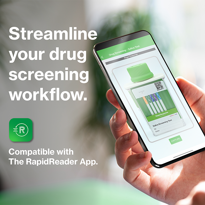 Multi-Drug Saliva Drug Test Cup compatible with the RapidReader App