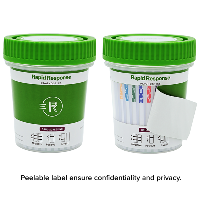 Urine Drug Cup Labels being Peeled