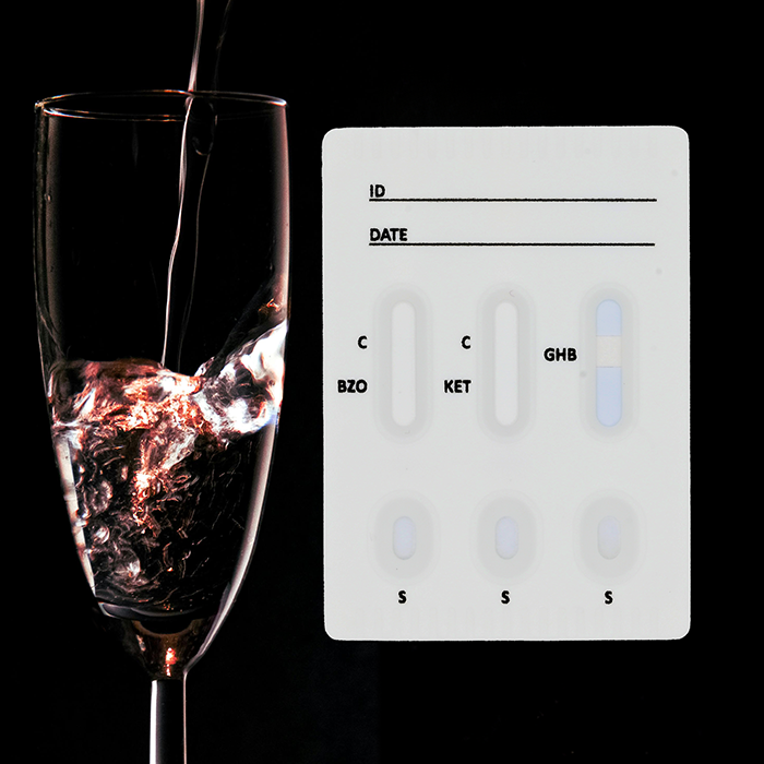 Spiked Drink Drug Test Cassette with drink