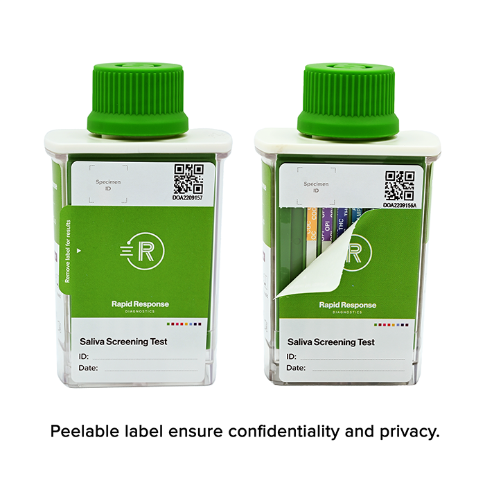 Multi-Drug Saliva Drug Test Cup peelable privacy label	