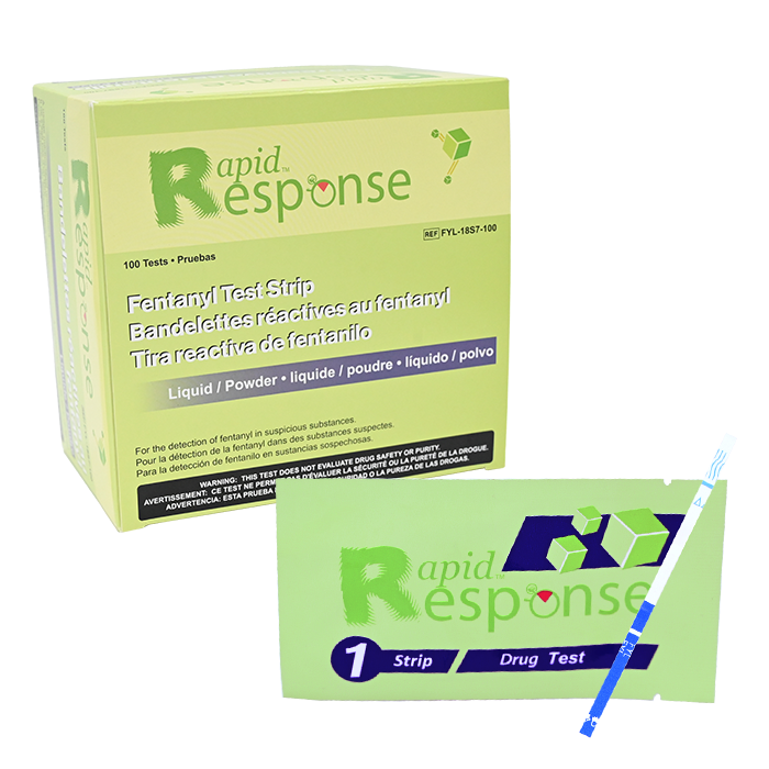Rapid Response BTNX Fentanyl test box, pouch with strip
