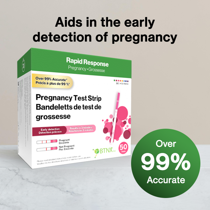 Rapid Response Pregnancy Test Strip over 99% accuracy, aids in the early detection of pregnancy