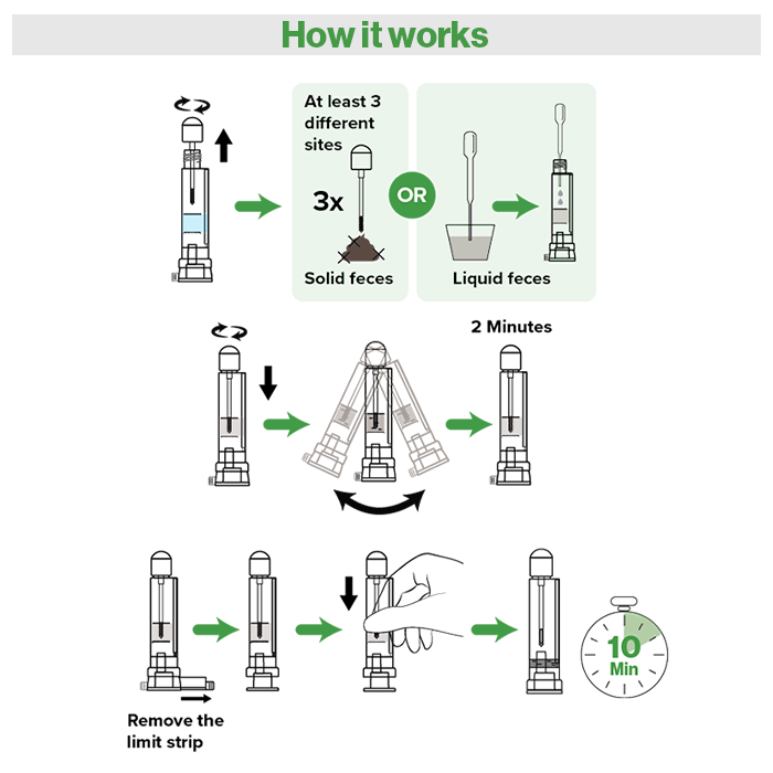 H. pylori Antigen Test how it works illustrations