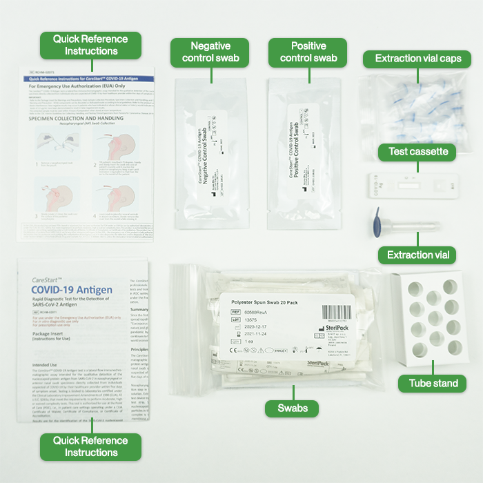 CareStart™ COVID-19 Antigen Test Contents Labeled 