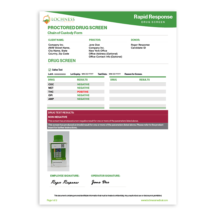 Chain of custody form