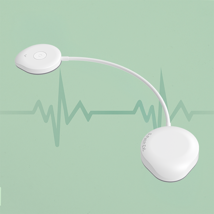 S-Patch ExL device with heart beat graph illustration