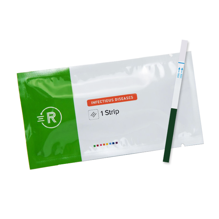 Rapid Response Strep A Rapid Test Device strip and pouch