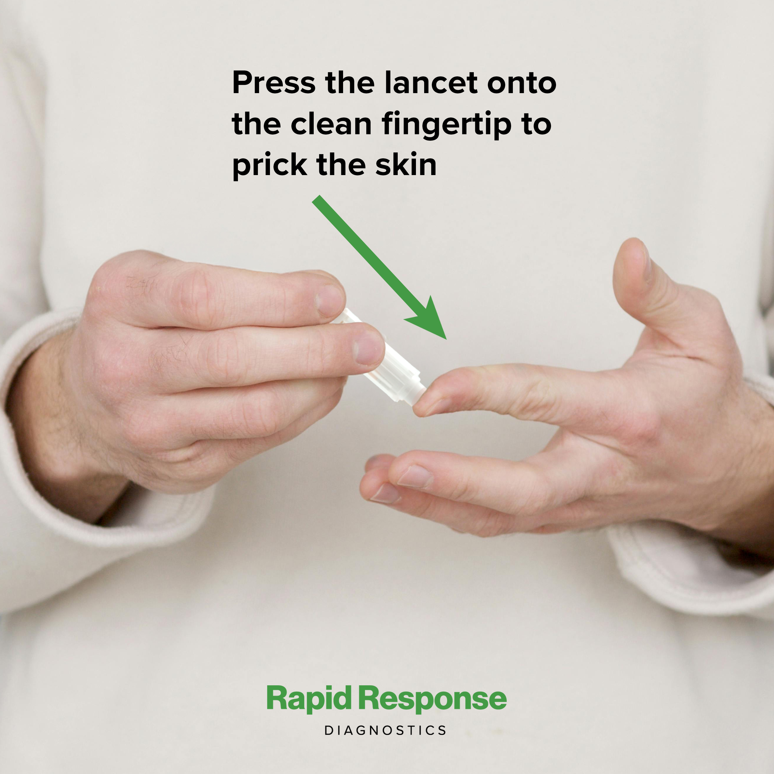Total Cholesterol At-Home Tracking Test person using lancet