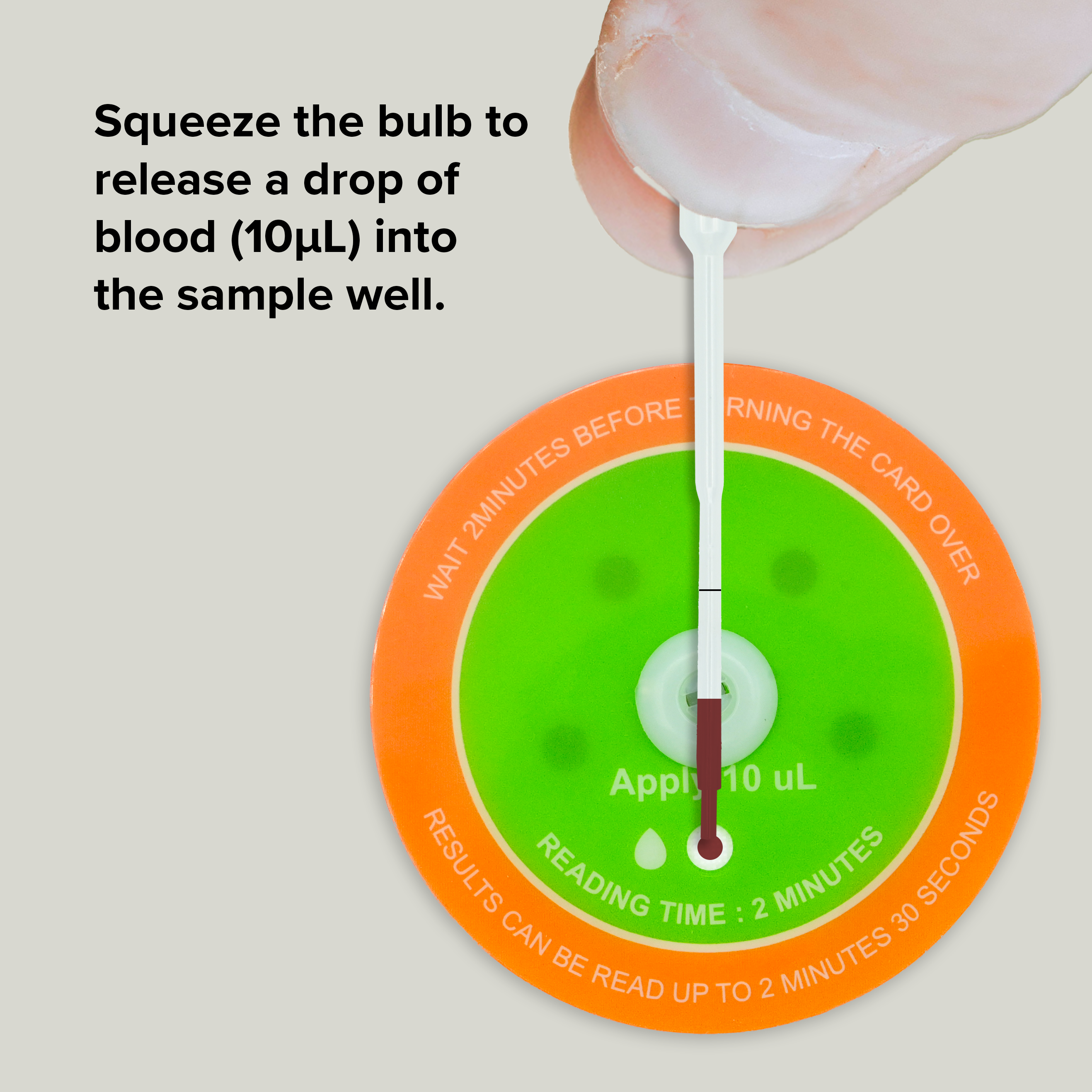Total Cholesterol At-Home Tracking Test adding drop to test card