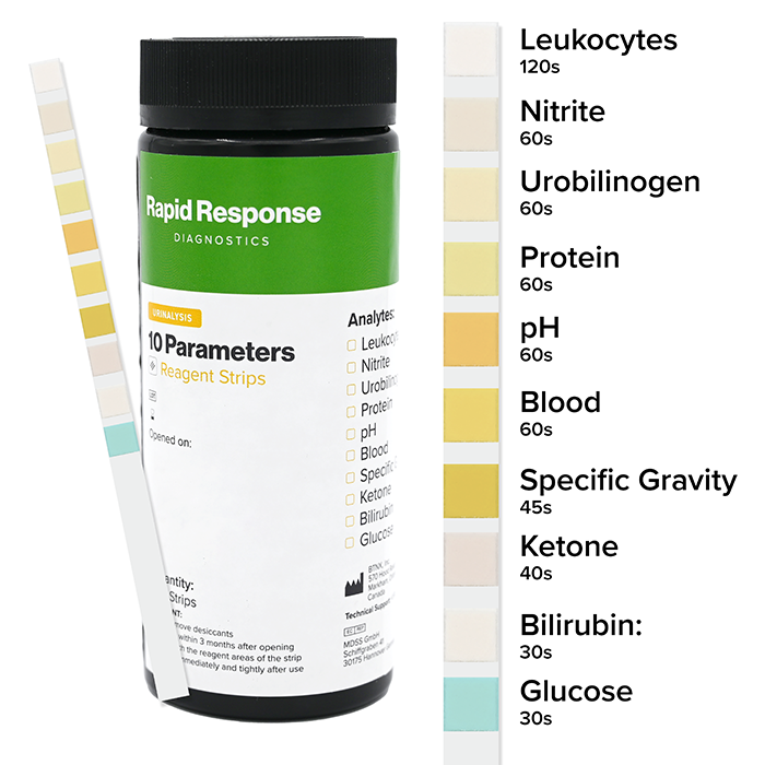 10 Parameter Urinalysis Reagent Strip With Labels
