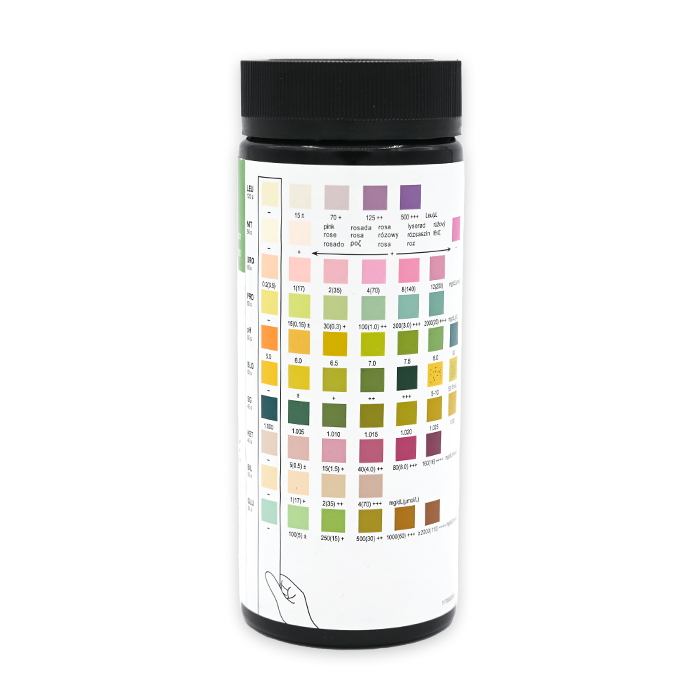 10 Parameter Urinalysis Reagent Strips back of canister 