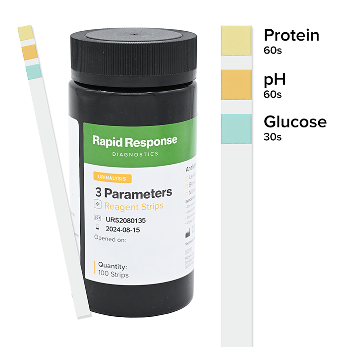 3 Parameter Urinalysis Reagent Strip with Labels