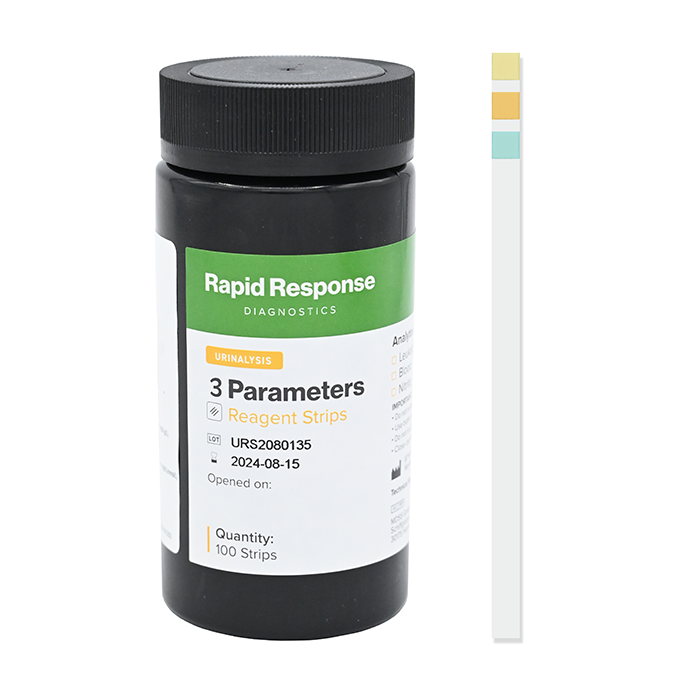 3 Parameter Urinalysis Reagent Strip Bottle and Strip