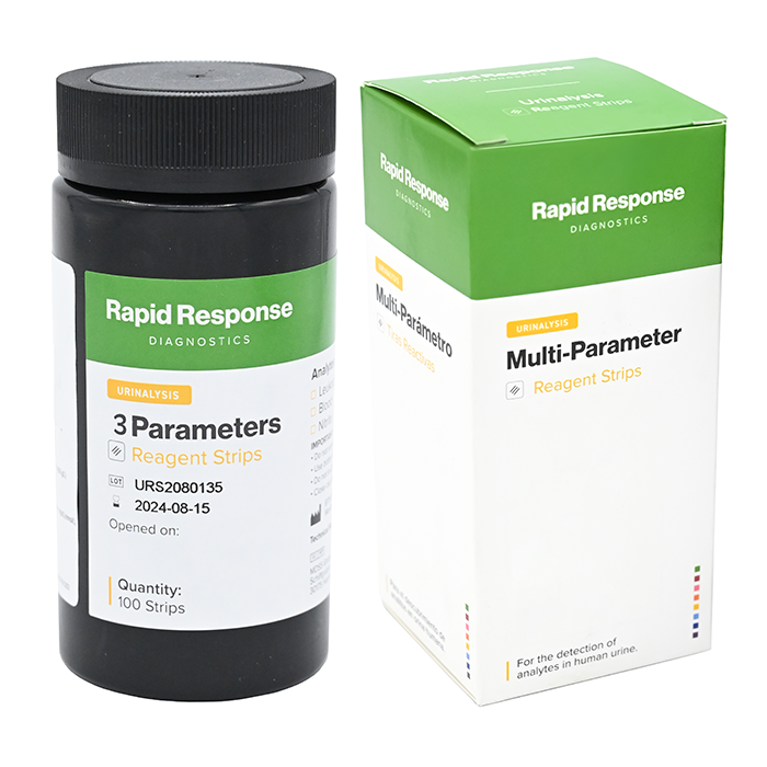 3 Parameter Urinalysis Reagent Strip Bottle and Box