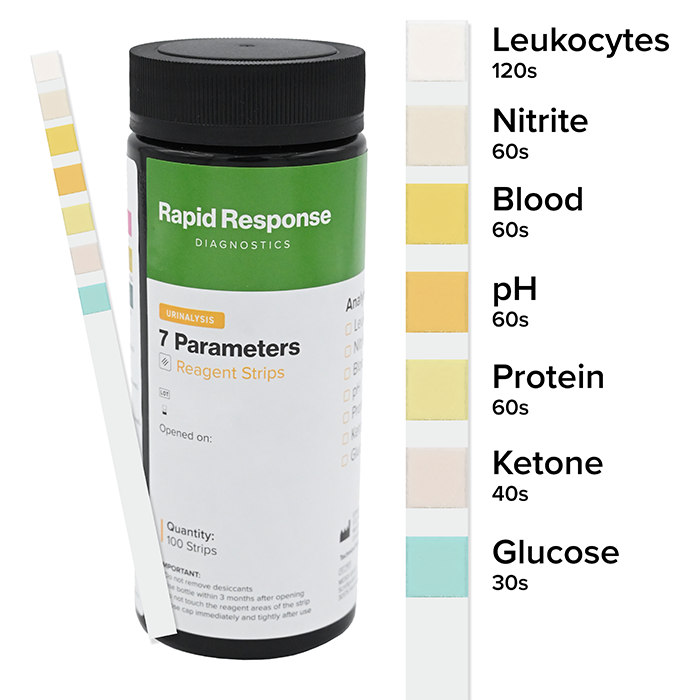 7 Parameter Urinalysis Reagent Strip With Labels